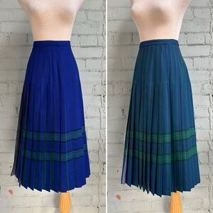 Vintage Pleated Wool Midi Skirt - Reversible